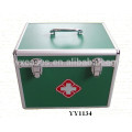 high quality green aluminum first aid kit box with tray inside manufacturer